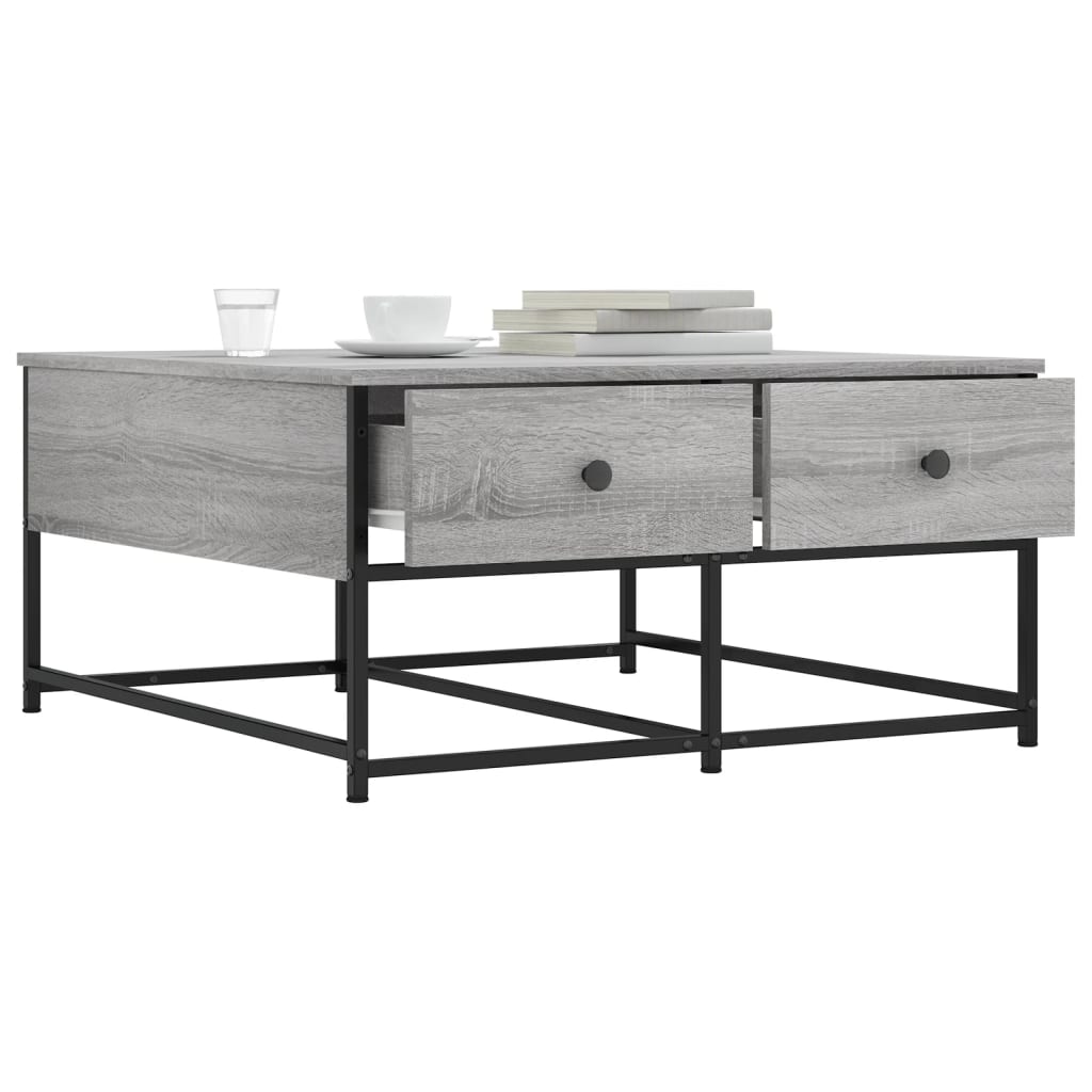 Table basse sonoma gris 80x80x40 cm bois d’ingénierie - Tables basses