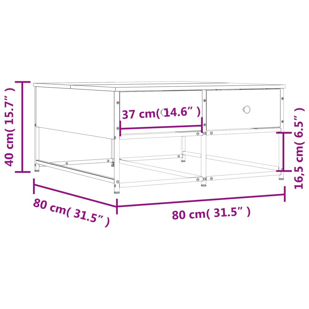 Table basse sonoma gris 80x80x40 cm bois d’ingénierie - Tables basses