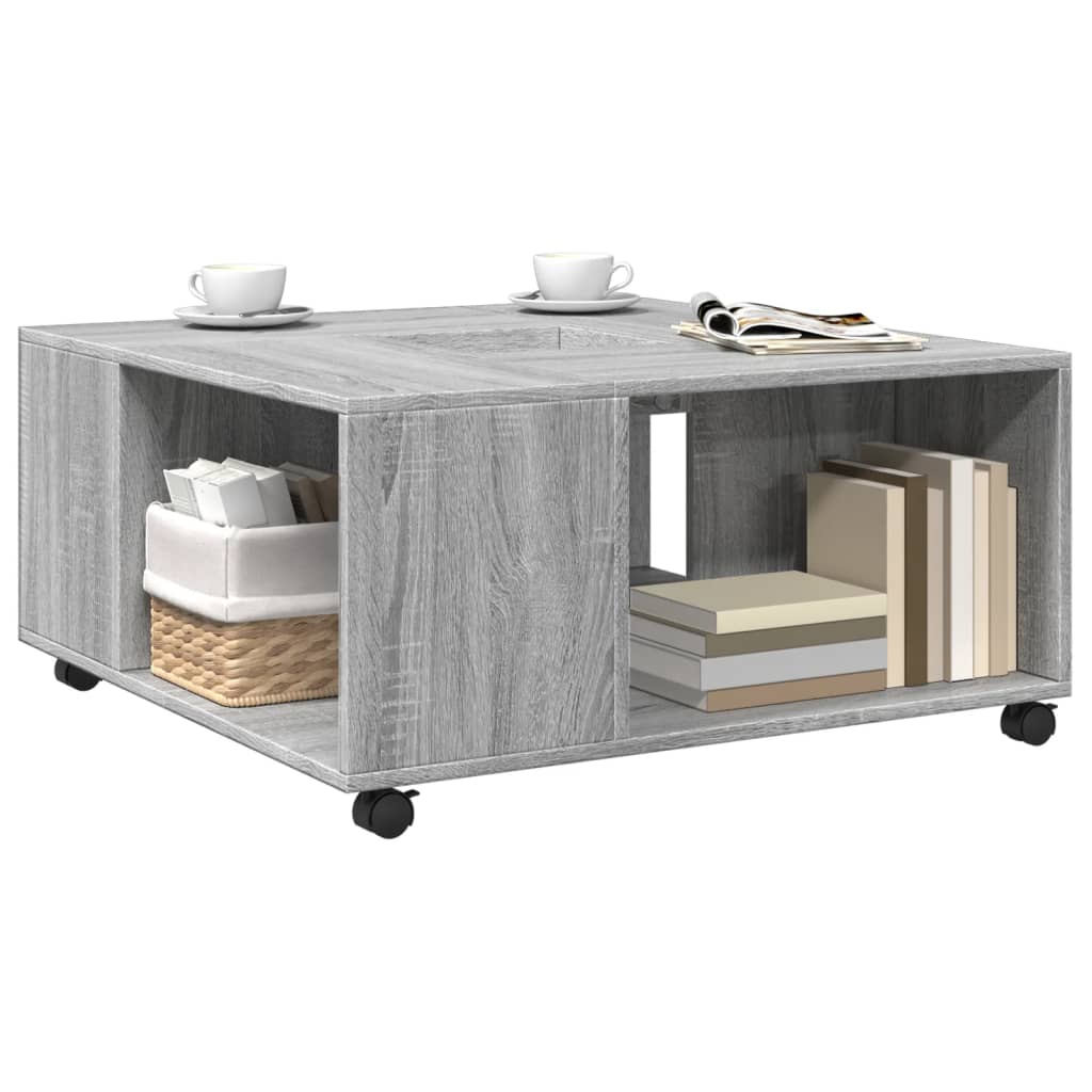 Table basse sonoma gris 80x80x40 cm bois d’ingénierie - Tables basses