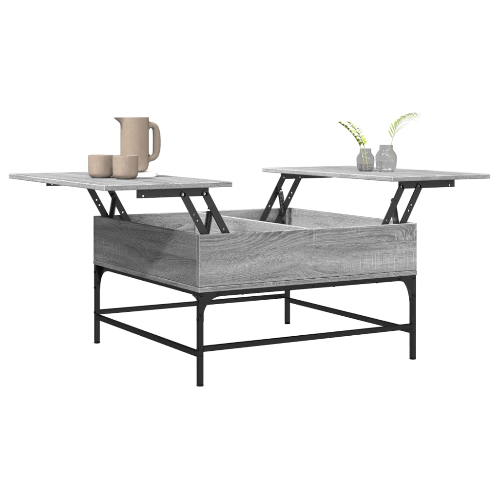 Table basse sonoma gris 80x80x45 cm bois d’ingénierie et métal - Tables basses