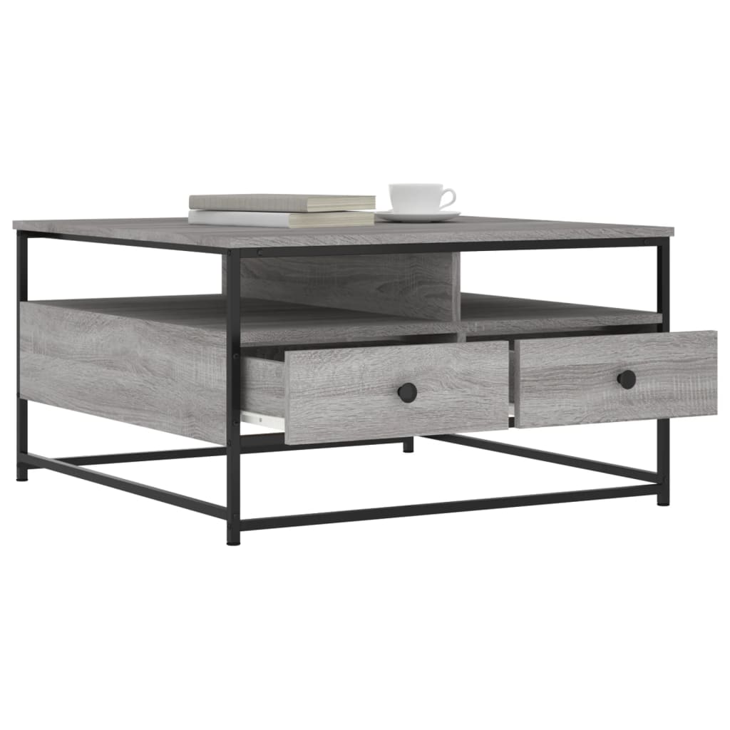 Table basse sonoma gris 80x80x45 cm bois d’ingénierie - Tables basses