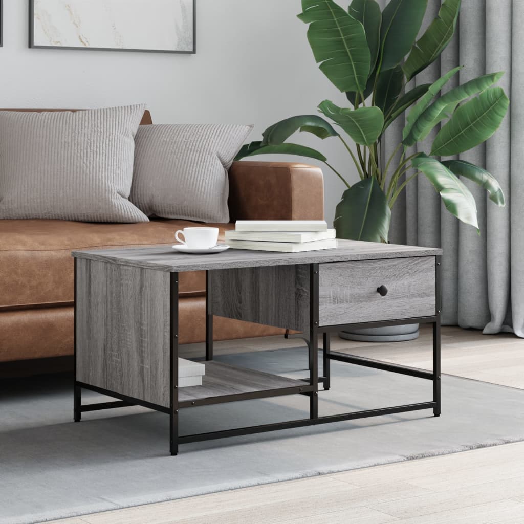 Table basse sonoma gris 85,5x51x45 cm bois d’ingénierie - Tables basses