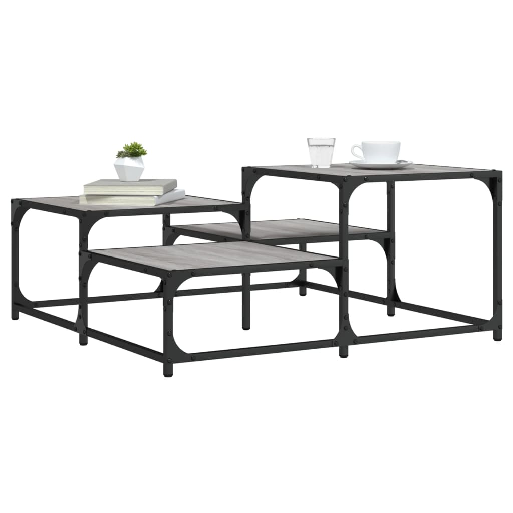 Table basse sonoma gris 87,5x87,5x40 cm bois d’ingénierie - Tables basses