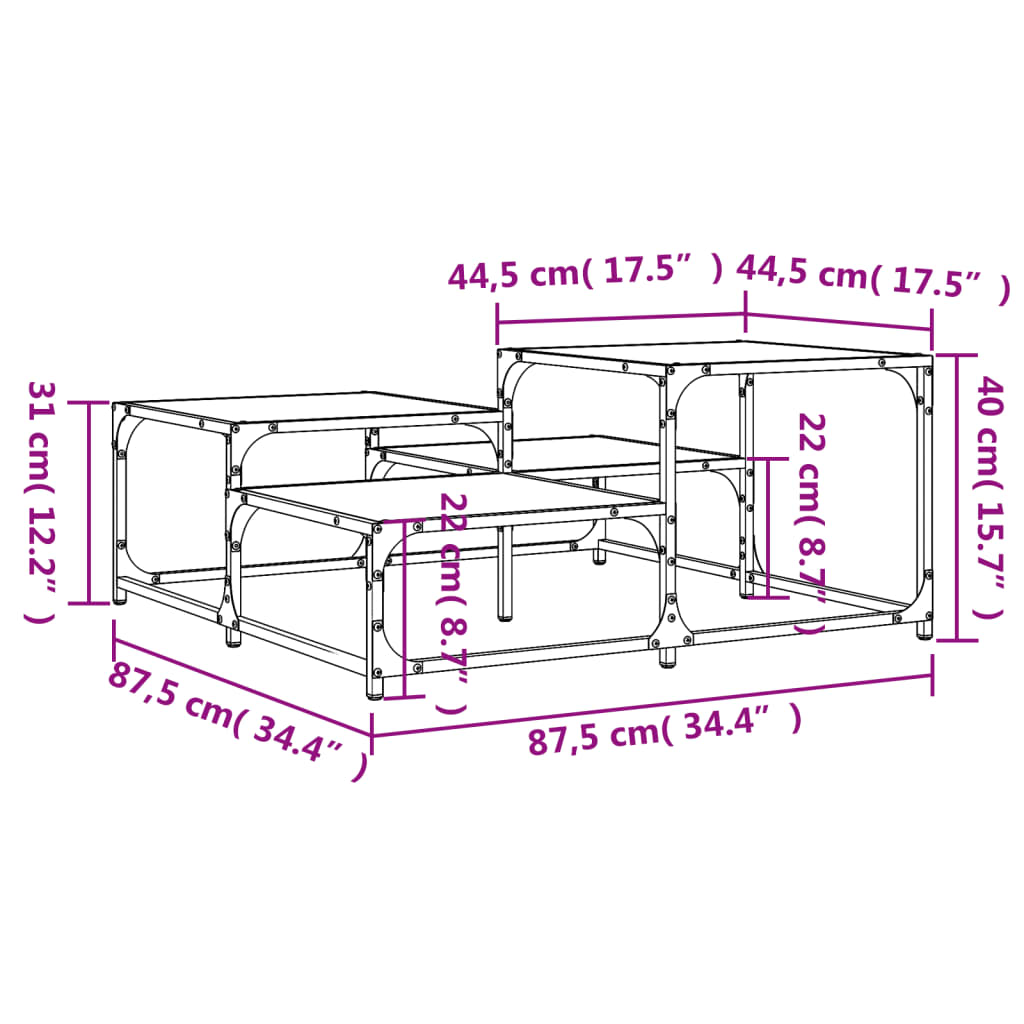Table basse sonoma gris 87,5x87,5x40 cm bois d’ingénierie - Tables basses