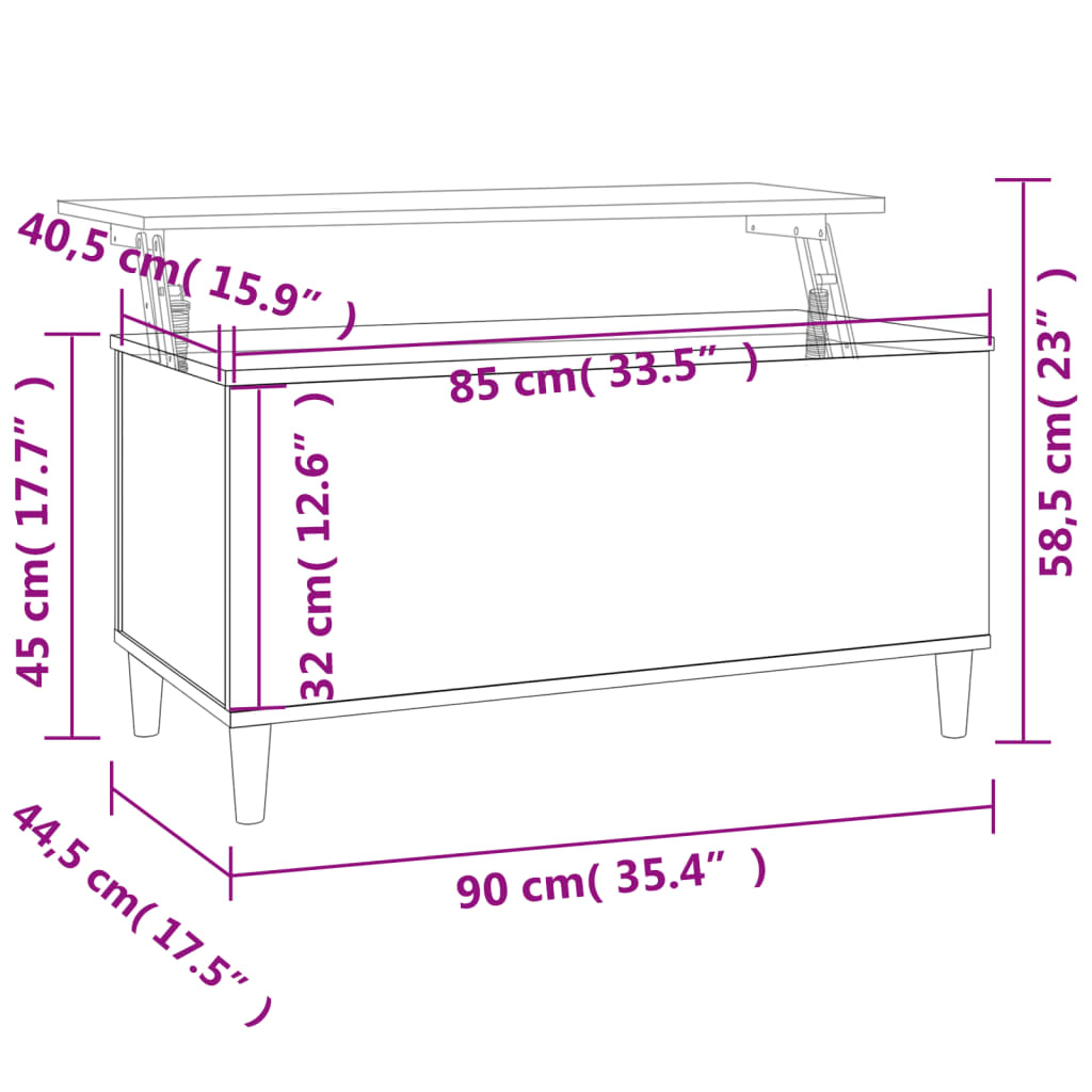 Table basse Sonoma gris 90x44,5x45 cm Bois d’ingénierie - Tables basses