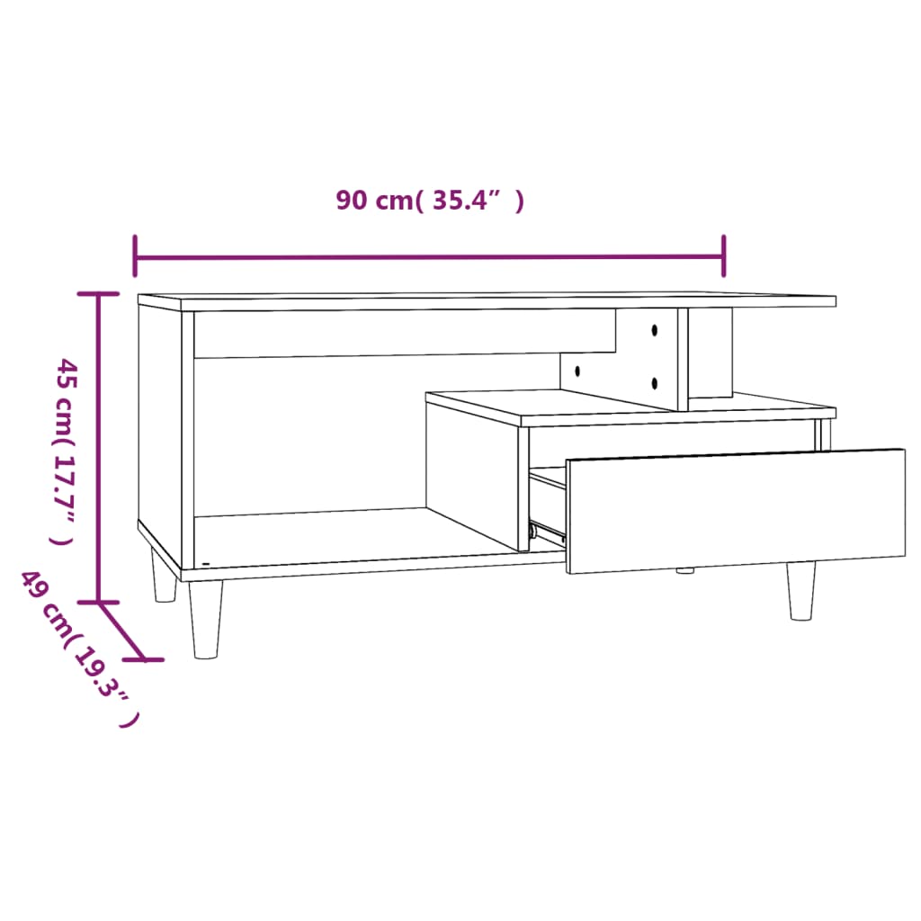 Table basse Sonoma gris 90x49x45 cm Bois d’ingénierie - Tables basses