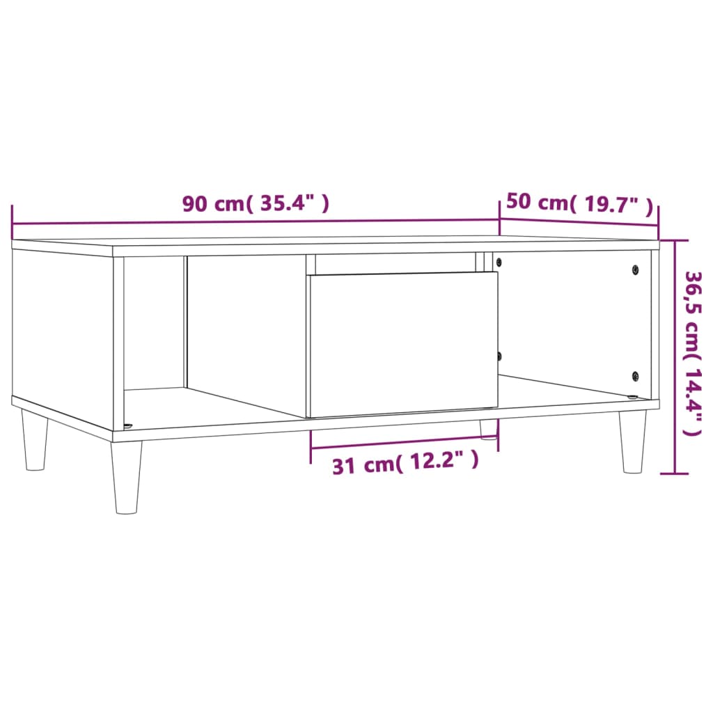 Table basse Sonoma gris 90x50x36,5 cm Bois d’ingénierie - Tables basses