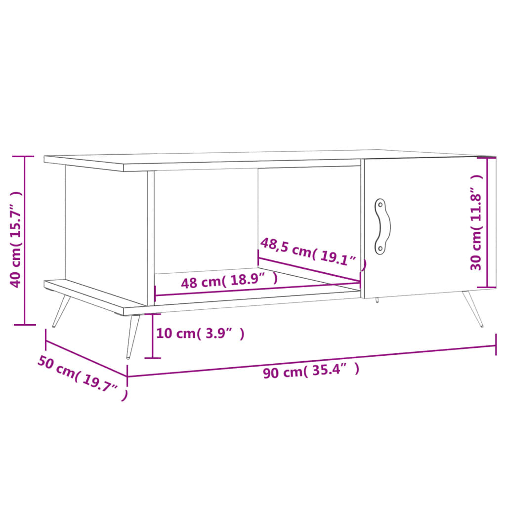 Table basse sonoma gris 90x50x40 cm bois d’ingénierie - Tables basses