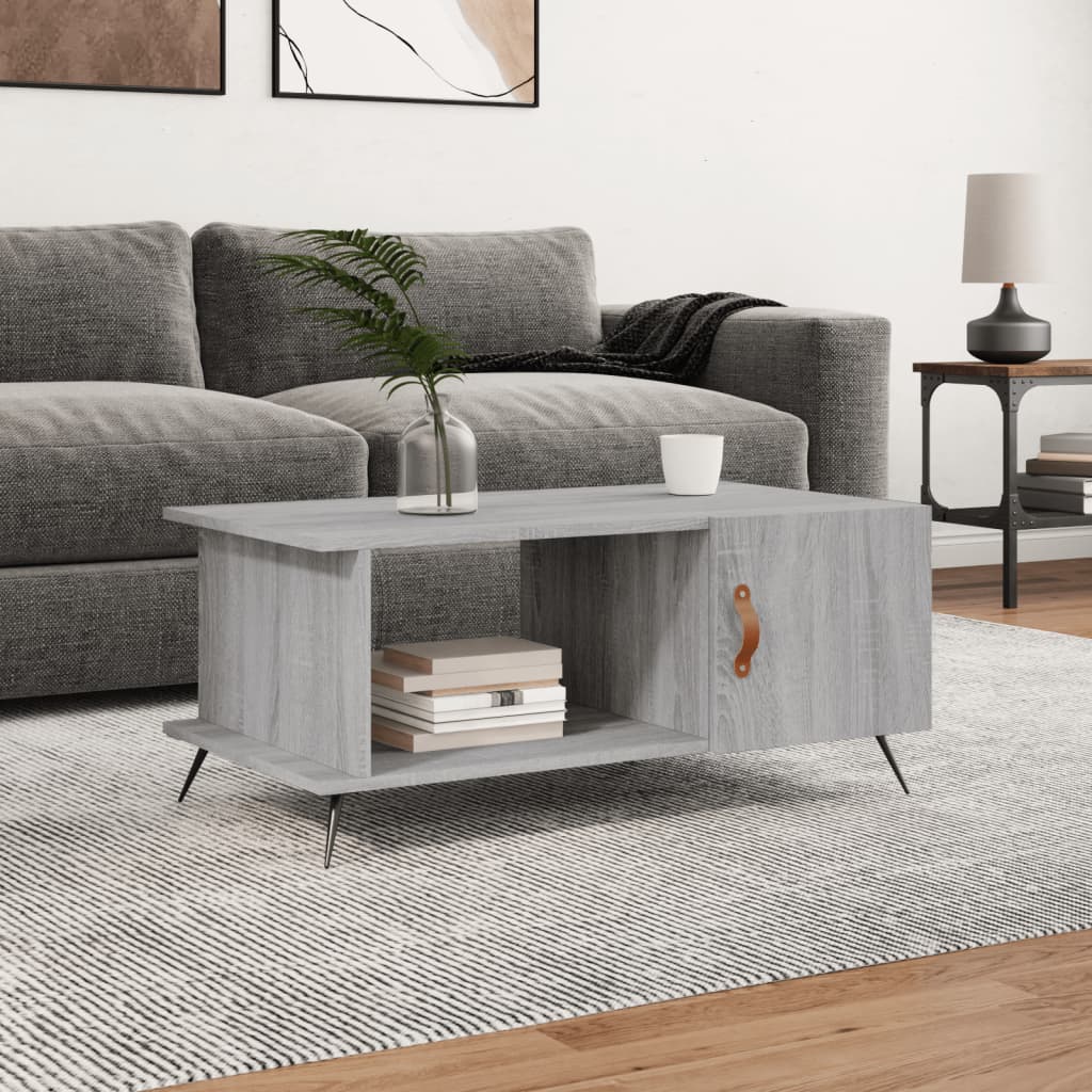 Table basse sonoma gris 90x50x40 cm bois d’ingénierie - Tables basses