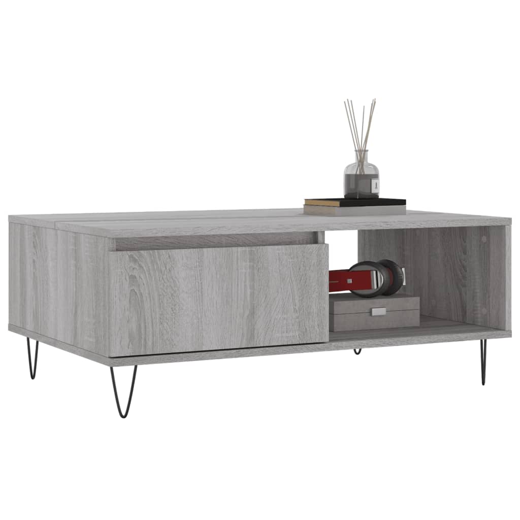Table basse sonoma gris 90x60x35 cm bois d’ingénierie - Tables basses