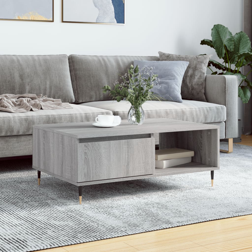 Table basse sonoma gris 90x60x35 cm bois d’ingénierie - Tables basses