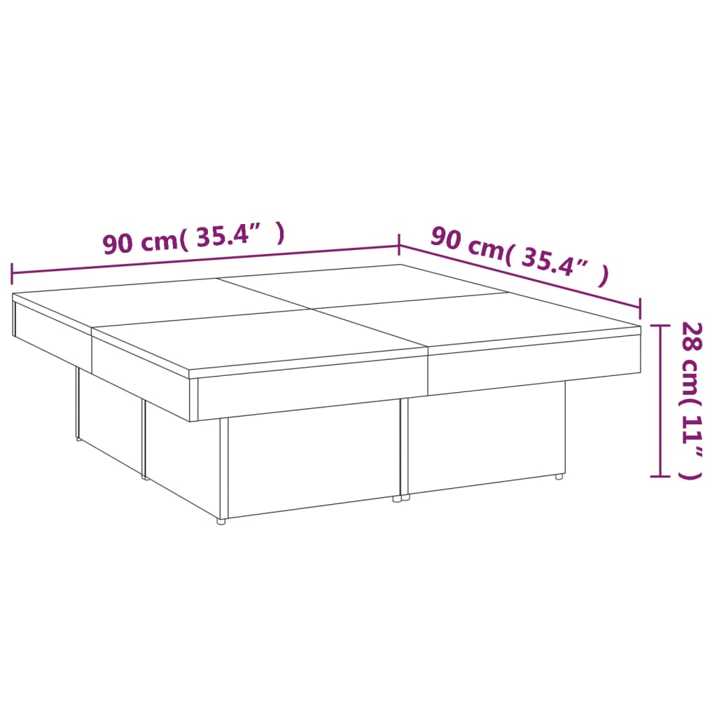 Table basse Sonoma gris 90x90x28 cm Bois d’ingénierie - Tables basses