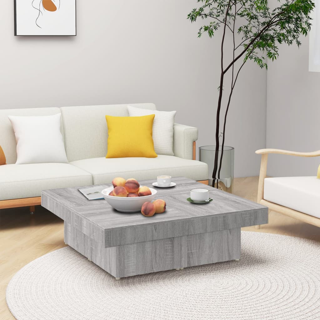 Table basse Sonoma gris 90x90x28 cm Bois d’ingénierie - Tables basses