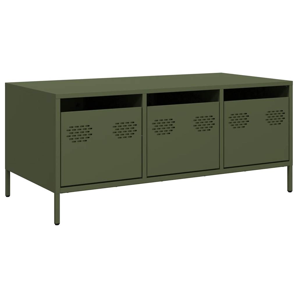Table basse vert olive 101,5x50x43,5 cm acier laminé à froid - Tables basses