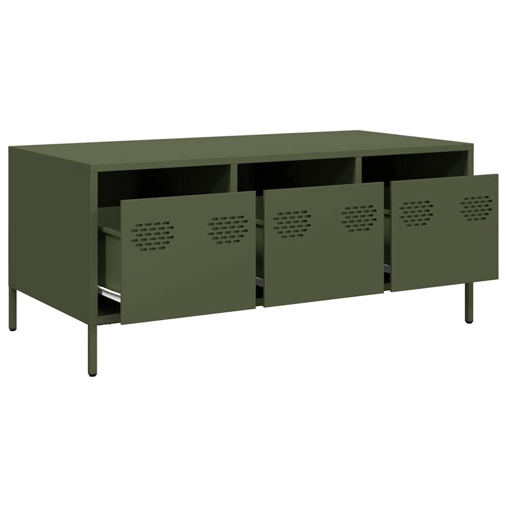 Table basse vert olive 101,5x50x43,5 cm acier laminé à froid - Tables basses