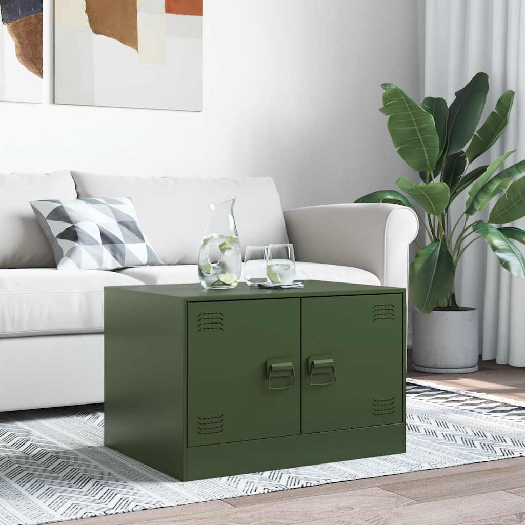 Table basse vert olive 67x50x44 cm acier - Tables basses