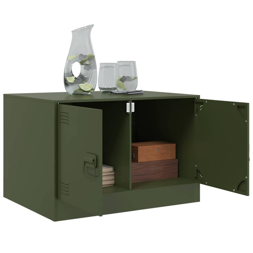Table basse vert olive 67x50x44 cm acier - Tables basses