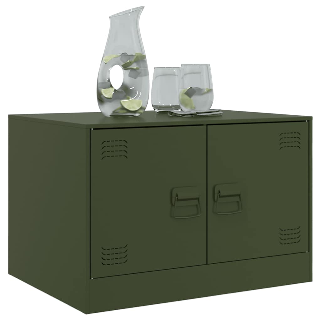 Table basse vert olive 67x50x44 cm acier - Tables basses