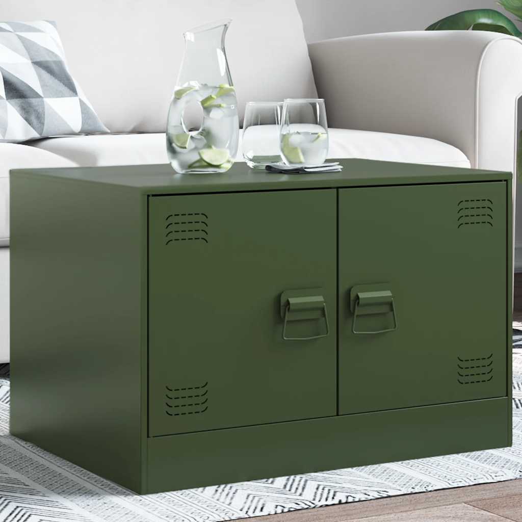 Table basse vert olive 67x50x44 cm acier - Tables basses