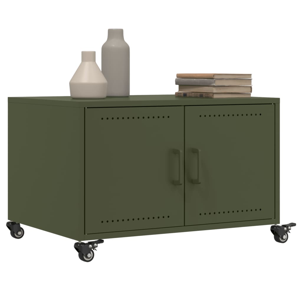Table basse vert olive 68x50x43,5 cm acier - Tables basses