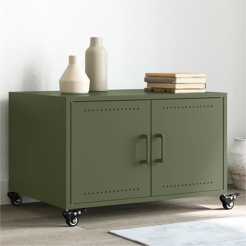 Table basse vert olive 68x50x43,5 cm acier - Tables basses