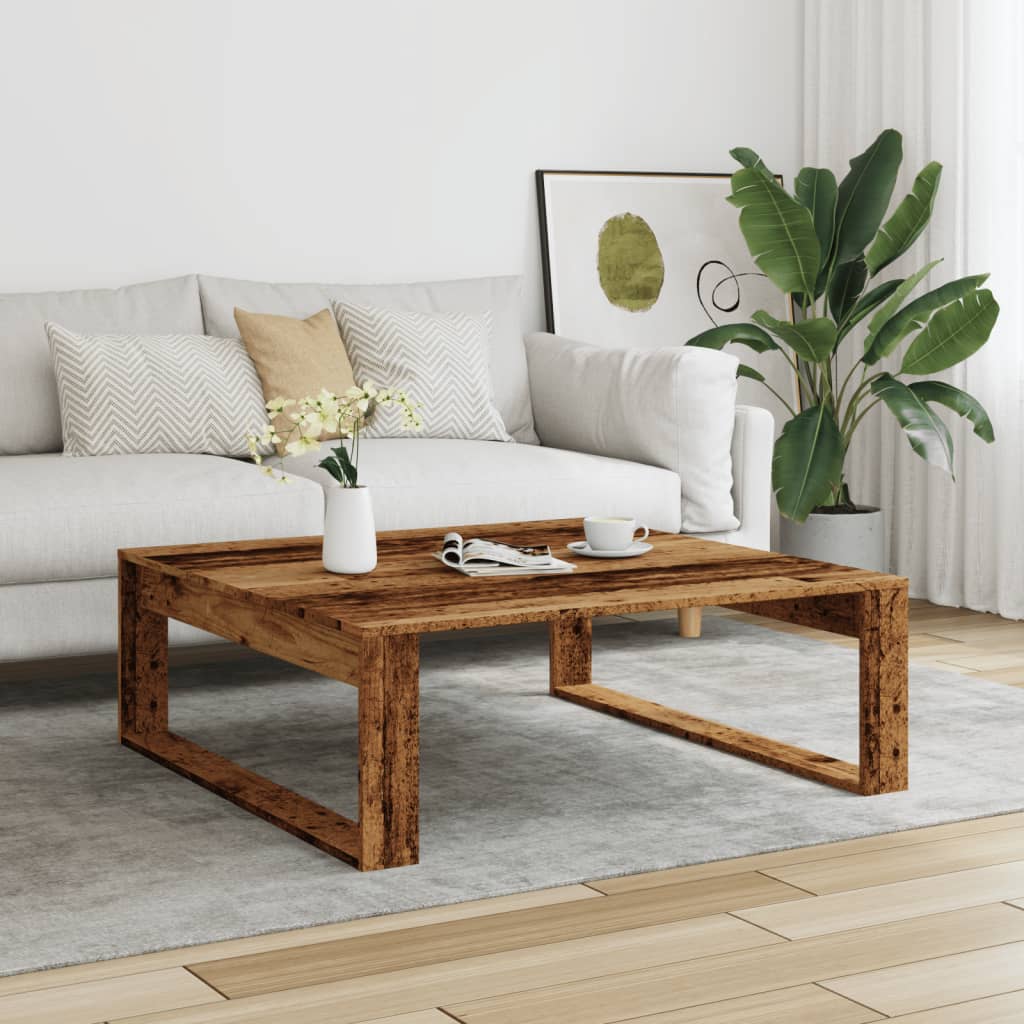 Table basse vieux bois 100x100x35 cm bois d’ingénierie - Tables basses