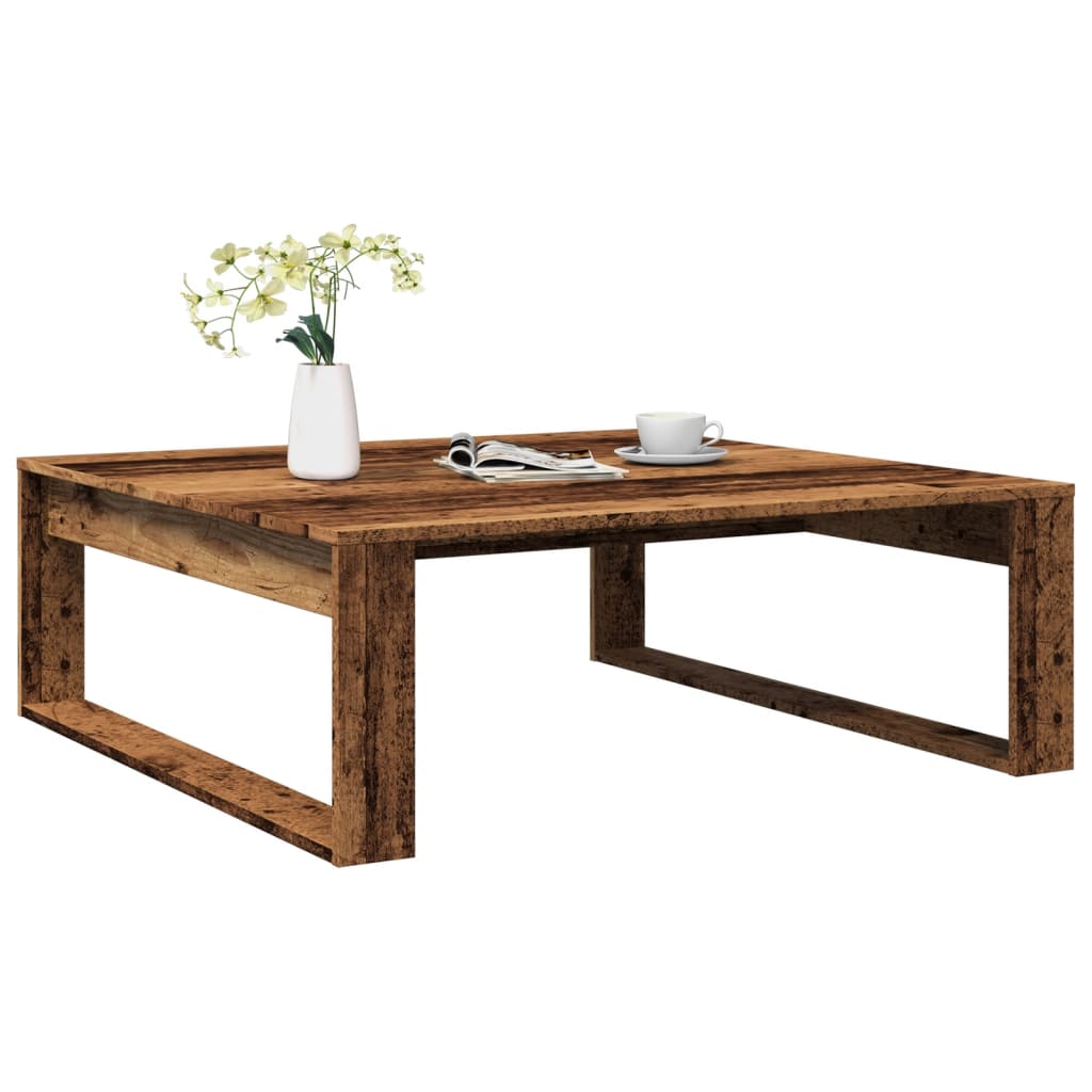 Table basse vieux bois 100x100x35 cm bois d’ingénierie - Tables basses