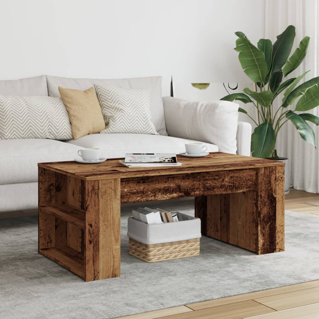 Table basse vieux bois 102x55x42 cm bois d’ingénierie - Tables basses