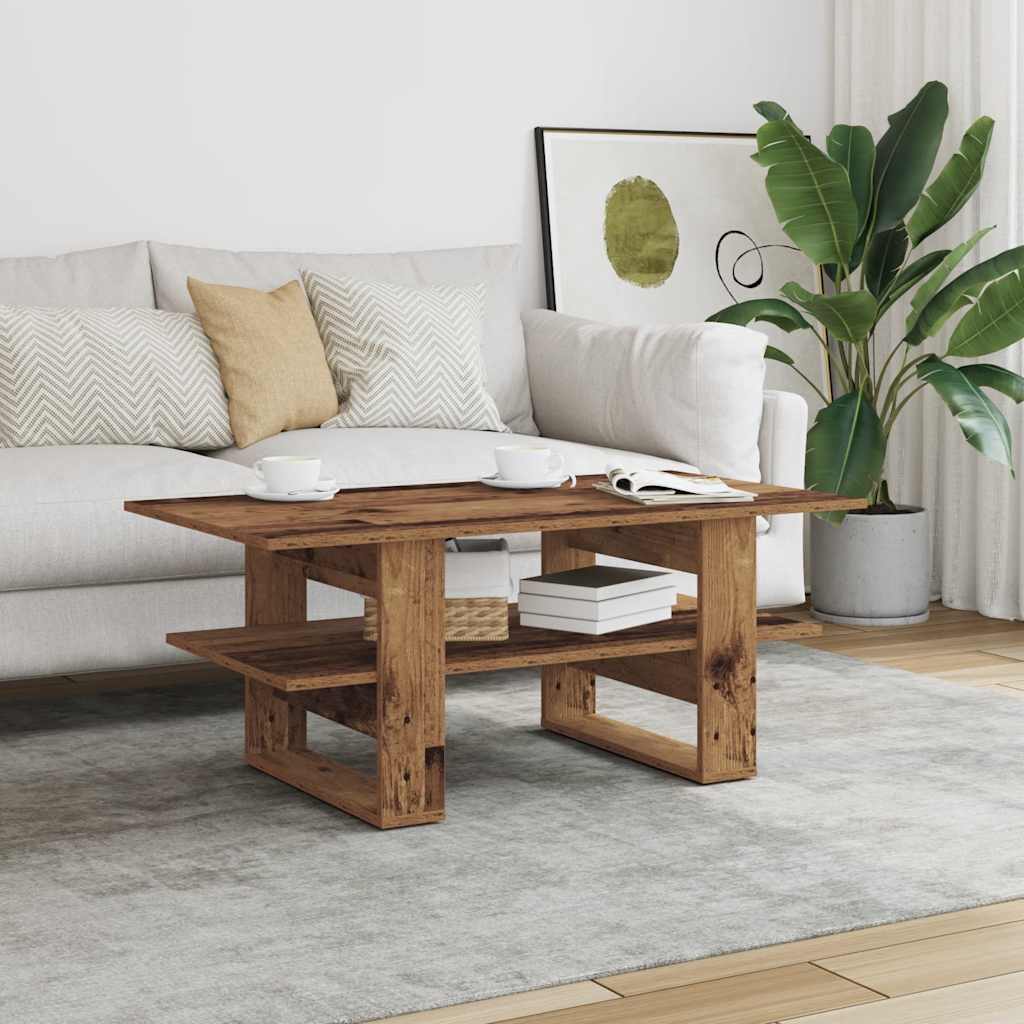 Table basse vieux bois 102x55x42 cm bois d’ingénierie - Tables basses