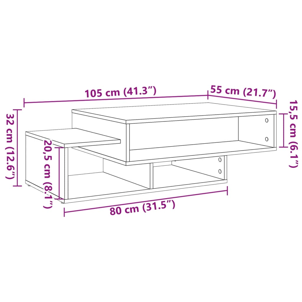 Table basse vieux bois 105x55x32 cm bois d’ingénierie - Tables basses