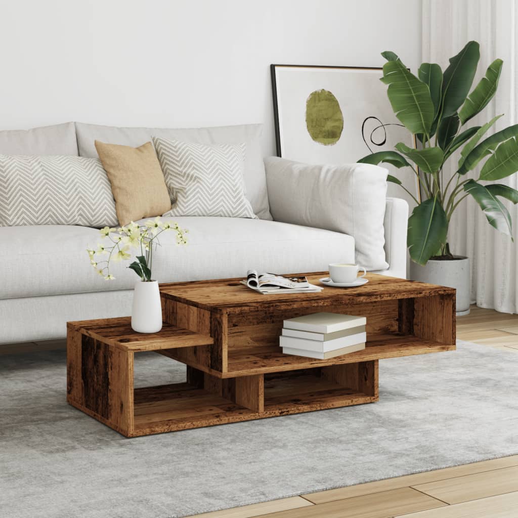 Table basse vieux bois 105x55x32 cm bois d’ingénierie - Tables basses