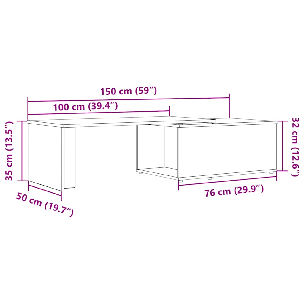 Table basse vieux bois 150x50x35 cm bois d’ingénierie - Tables basses