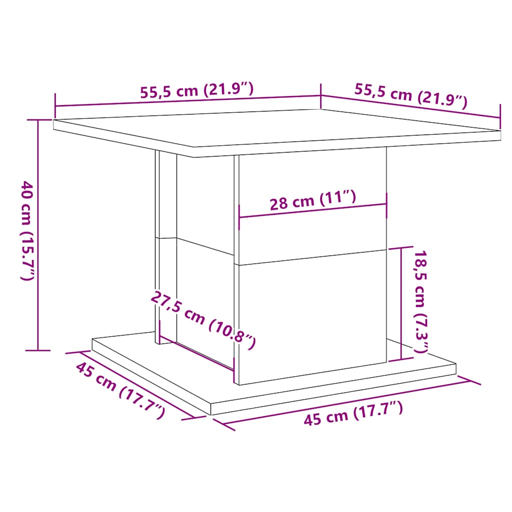 Table basse vieux bois 55,5x55,5x40 cm bois d’ingénierie - Tables basses