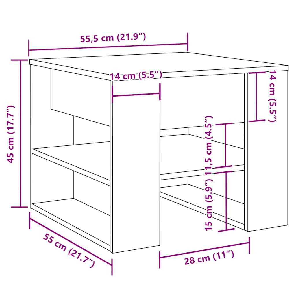 Table basse vieux bois 55,5x55x45 cm bois d’ingénierie - Tables basses