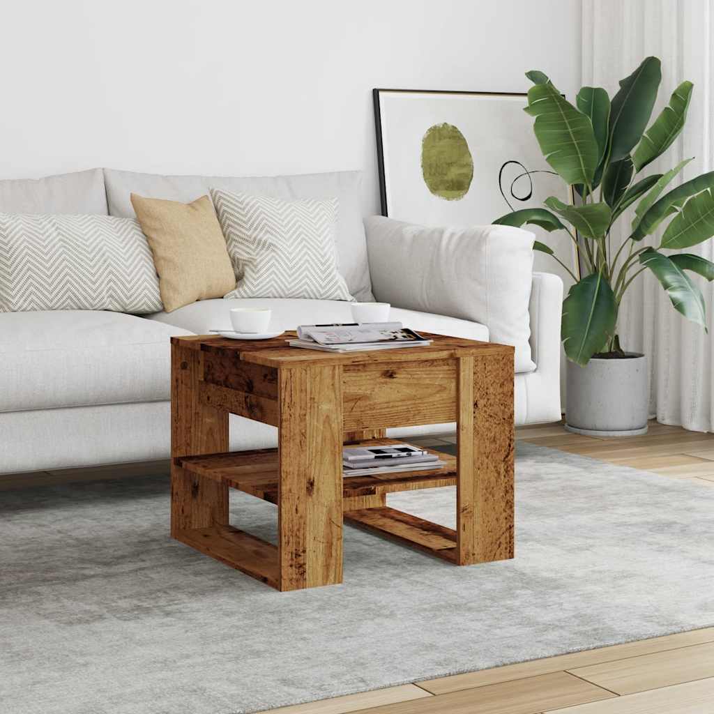 Table basse vieux bois 55,5x55x45 cm bois d’ingénierie - Tables basses