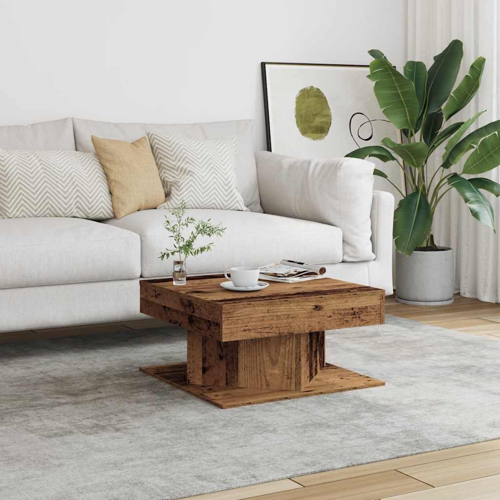 Table basse vieux bois 55x55x30 cm bois d’ingénierie - Tables basses