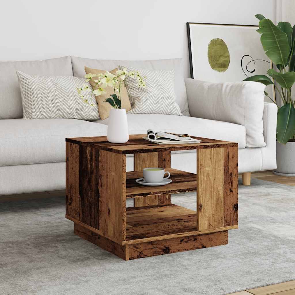 Table basse vieux bois 55x55x42 cm bois d’ingénierie - Tables basses