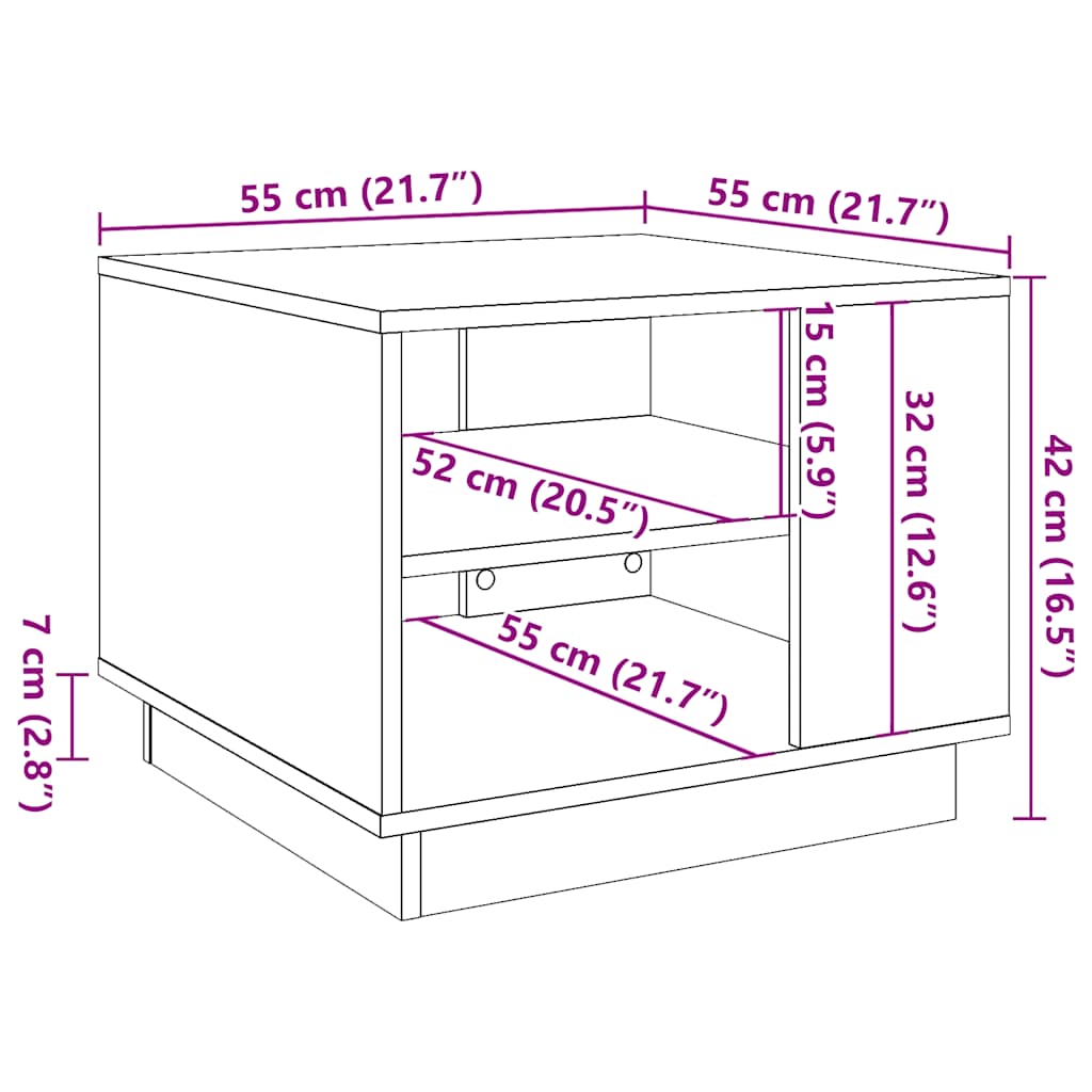 Table basse vieux bois 55x55x42 cm bois d’ingénierie - Tables basses