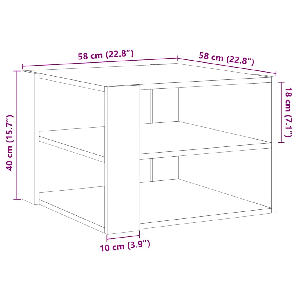Table basse vieux bois 58x58x40 cm bois d’ingénierie - Tables basses