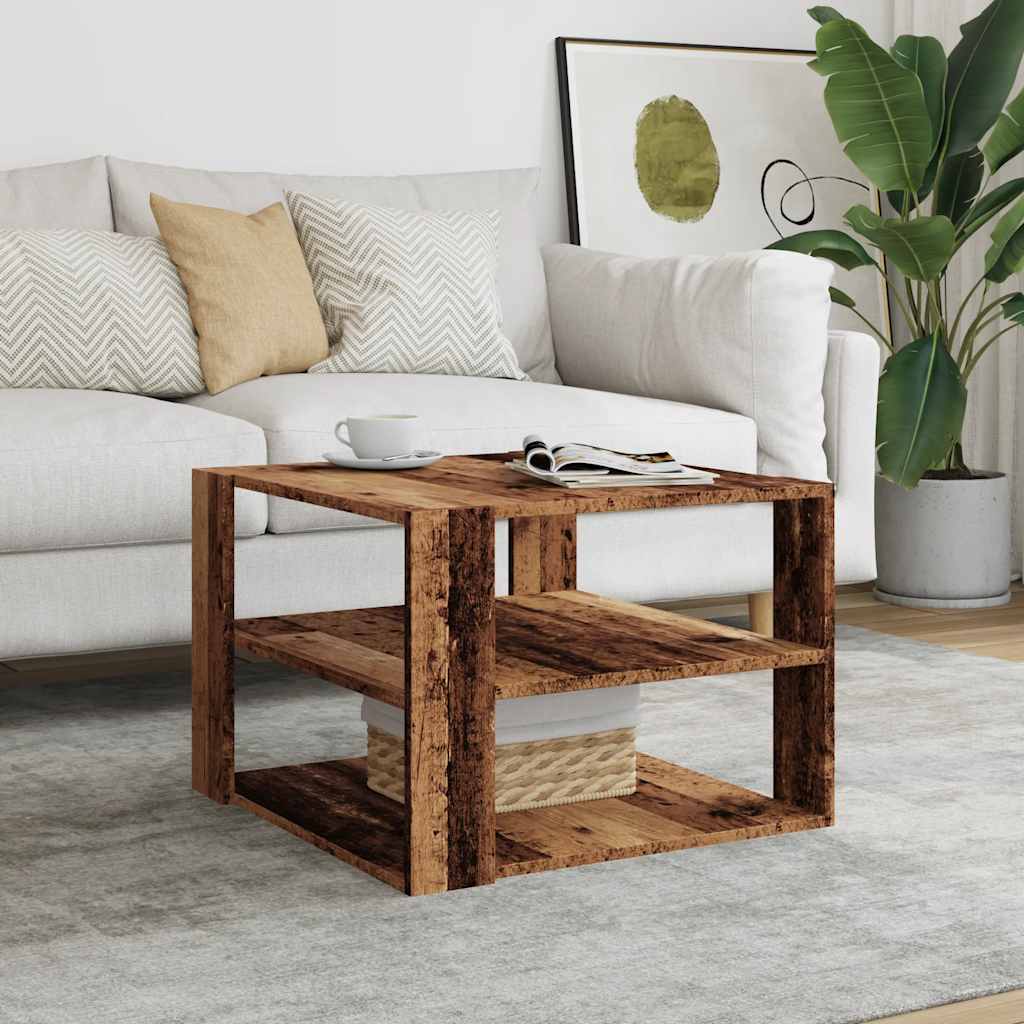 Table basse vieux bois 58x58x40 cm bois d’ingénierie - Tables basses