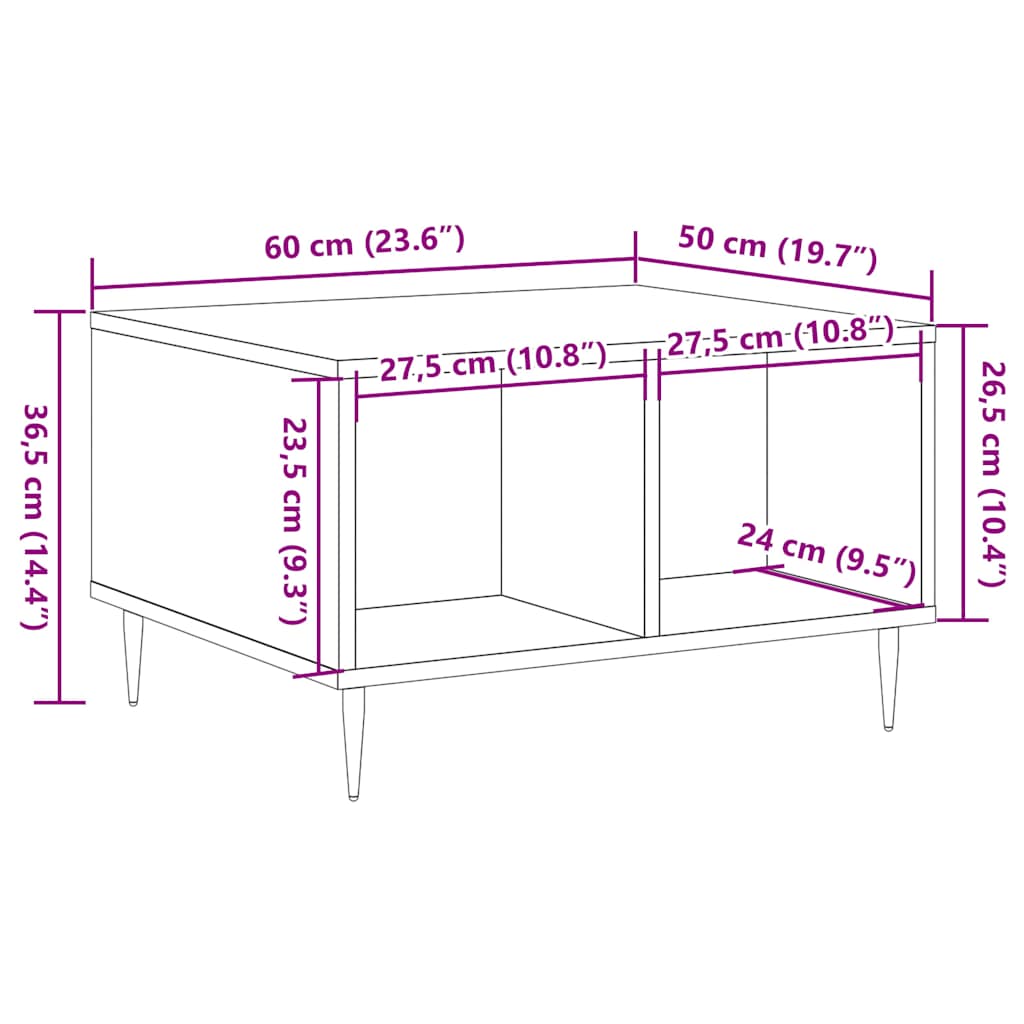 Table basse vieux bois 60x50x36,5 cm bois d’ingénierie - Tables basses