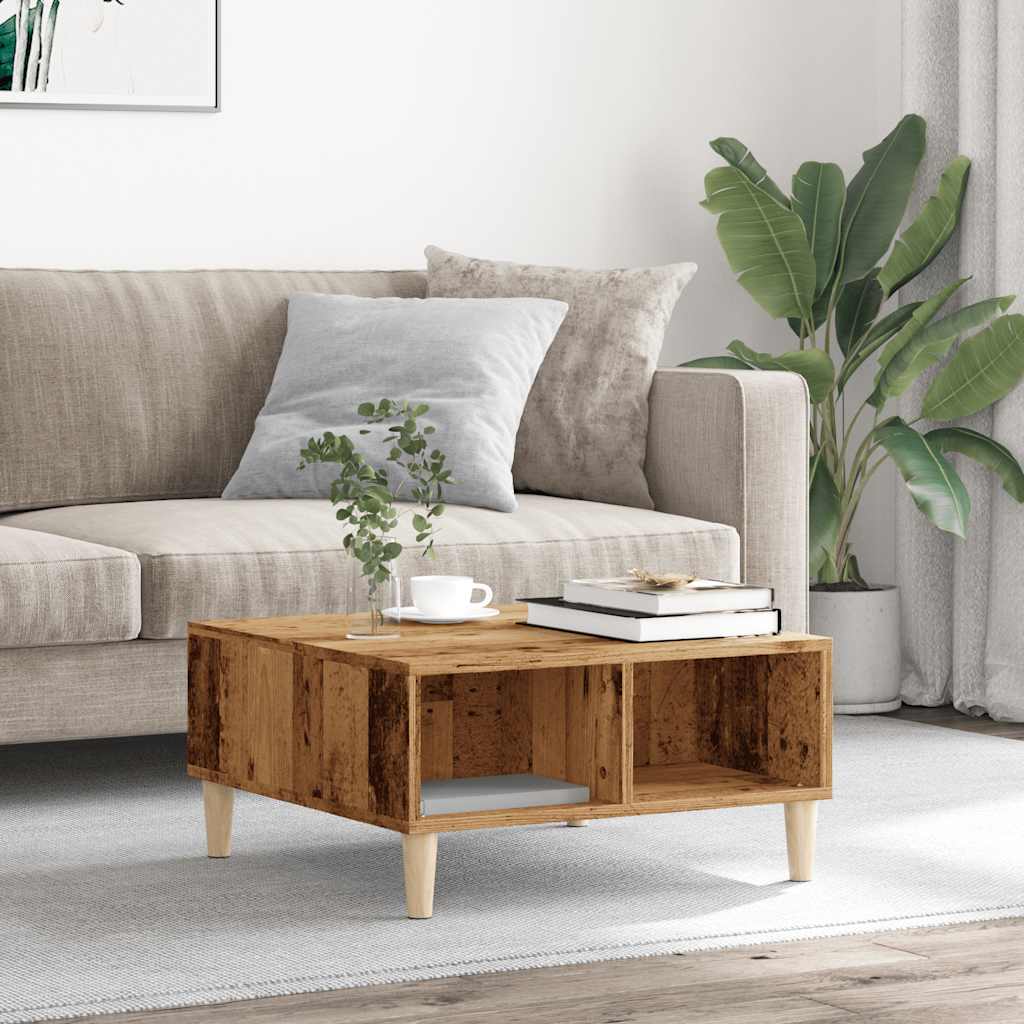 Table basse vieux bois 60x60x30 cm bois d’ingénierie - Tables basses