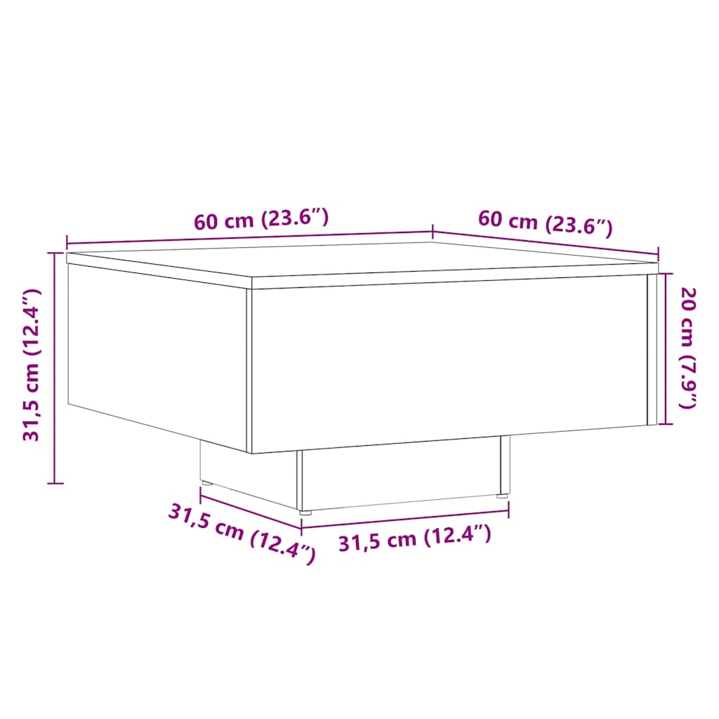Table basse vieux bois 60x60x31,5 cm bois d’ingénierie - Tables basses