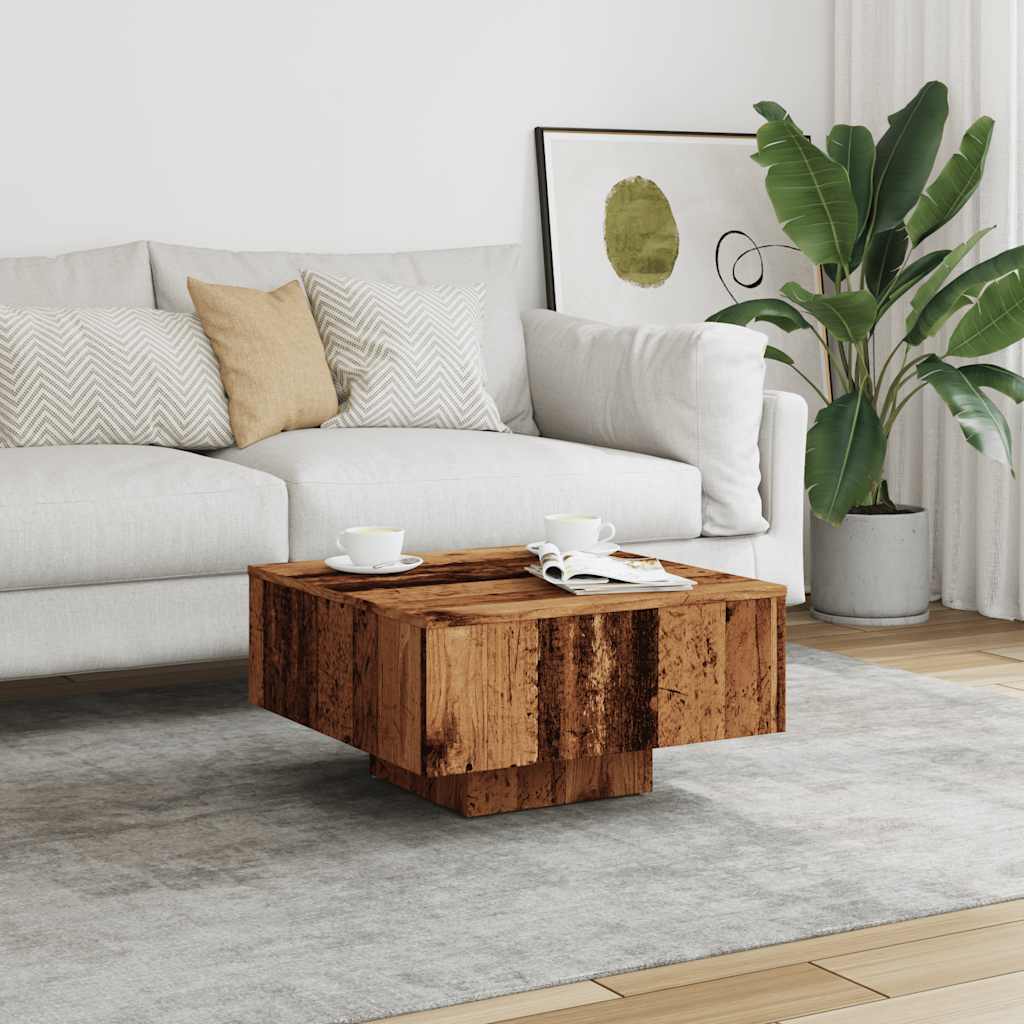 Table basse vieux bois 60x60x31,5 cm bois d’ingénierie - Tables basses