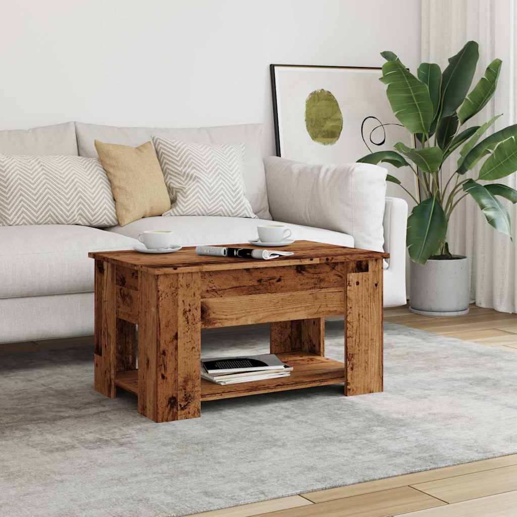 Table basse vieux bois 79x49x41 cm bois d’ingénierie - Tables basses