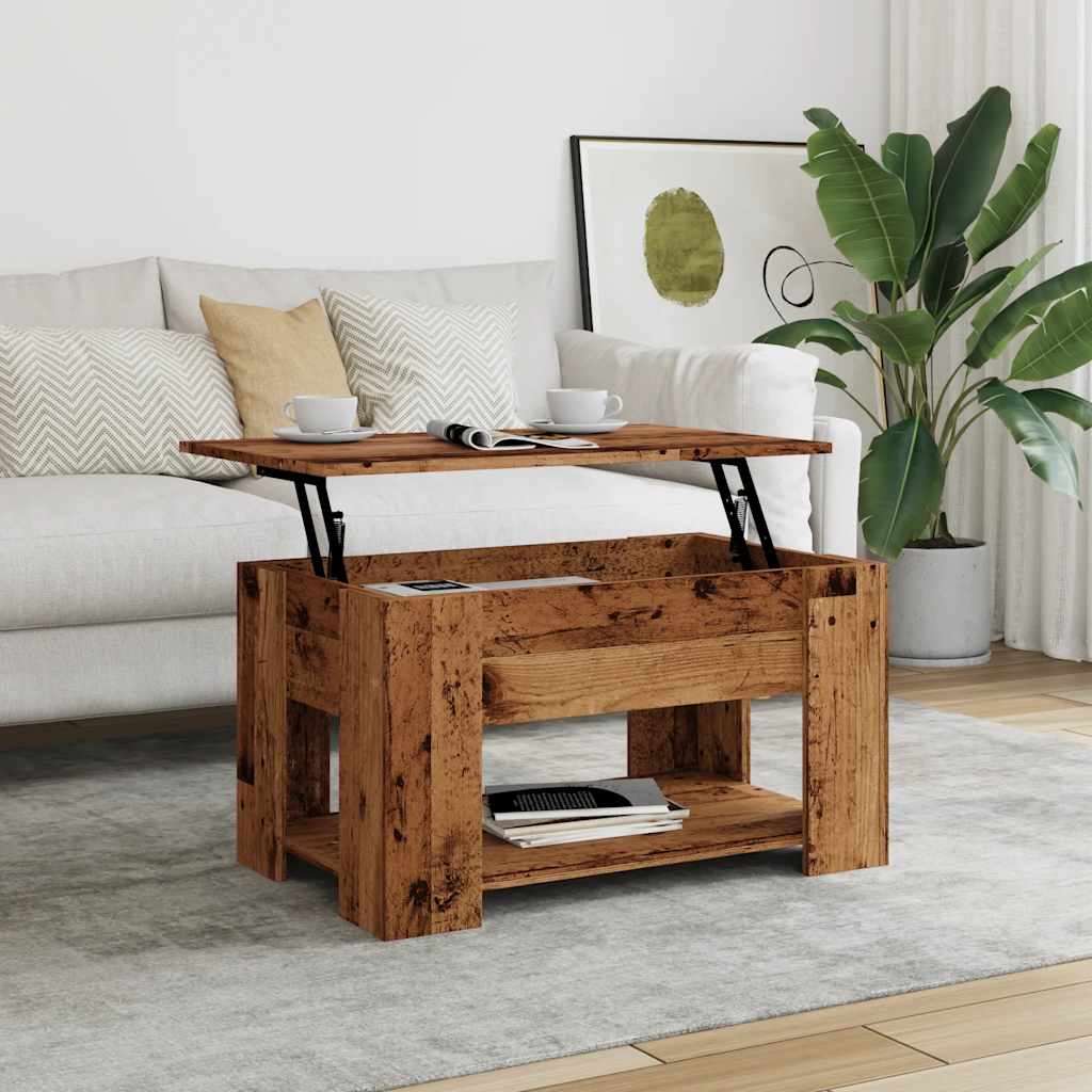 Table basse vieux bois 79x49x41 cm bois d’ingénierie - Tables basses