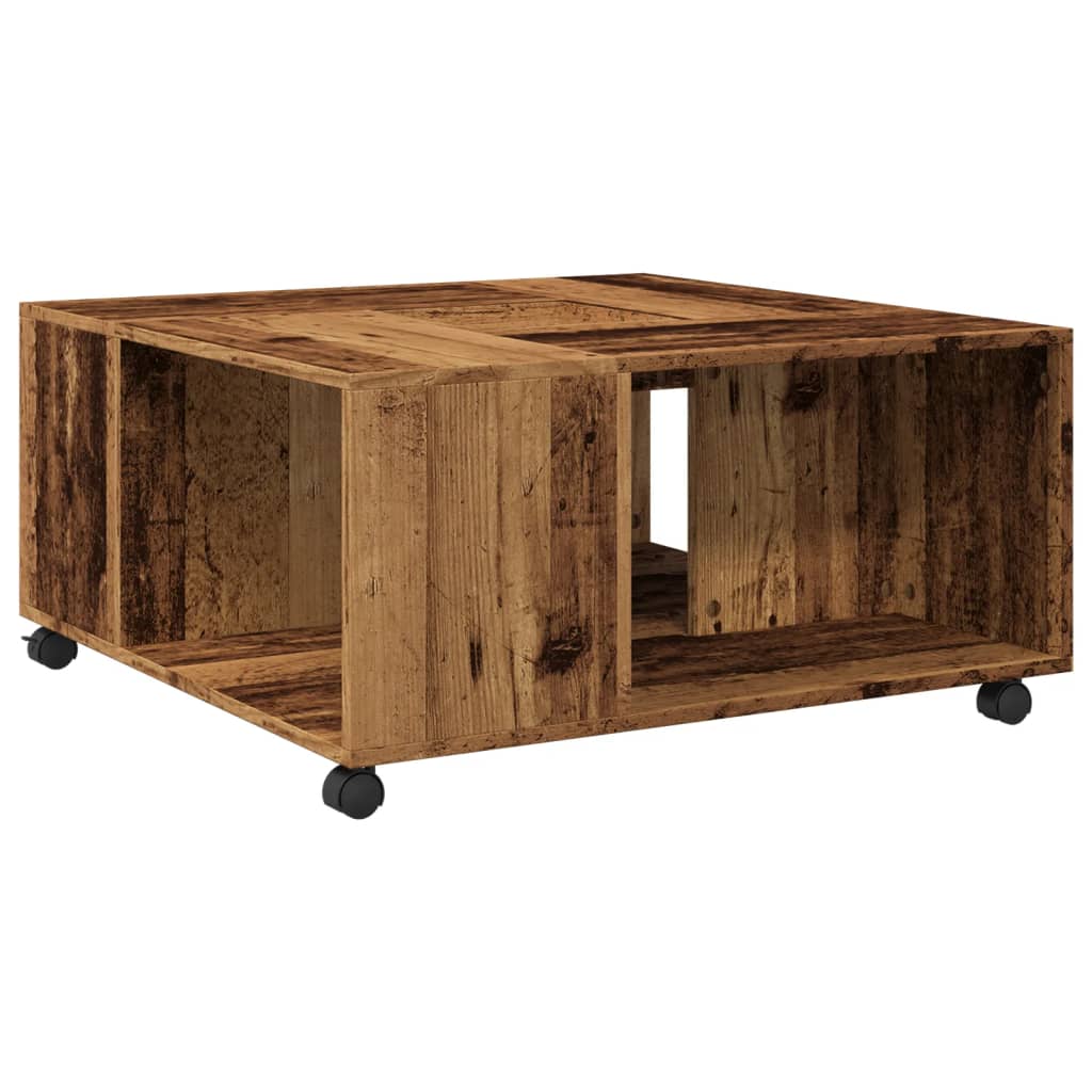 Table basse vieux bois 80x80x40 cm bois d’ingénierie - Tables basses
