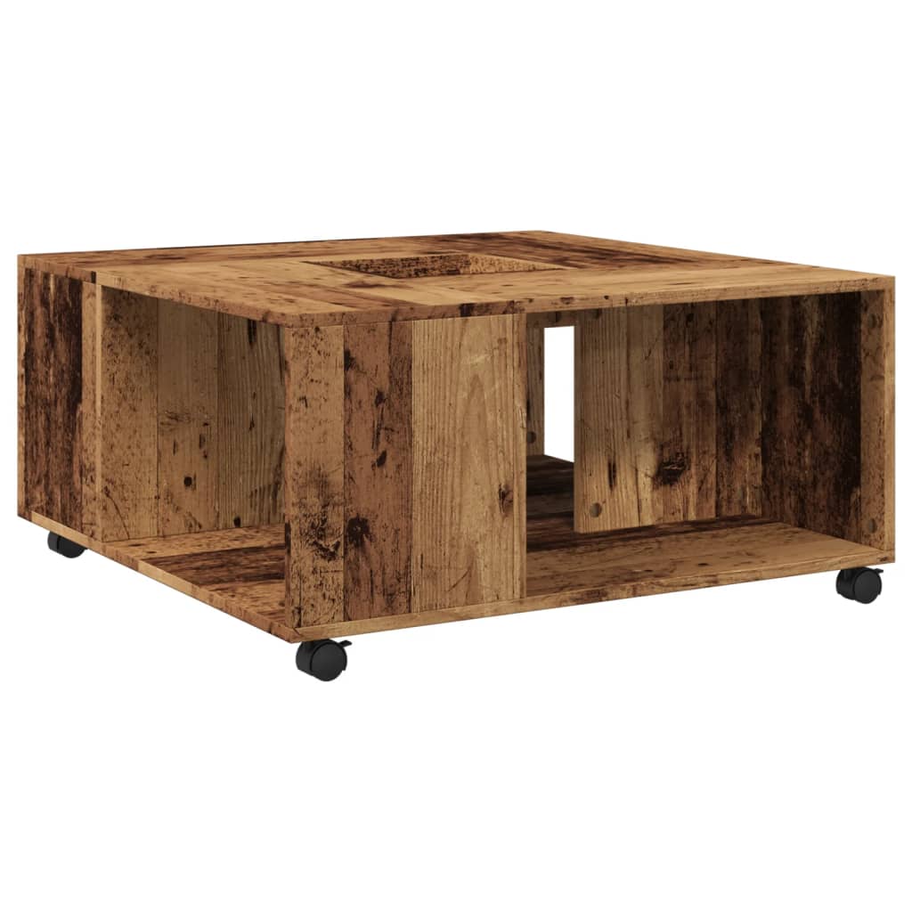 Table basse vieux bois 80x80x40 cm bois d’ingénierie - Tables basses