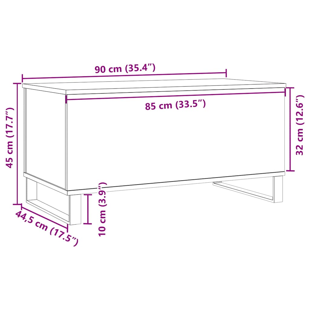 Table basse vieux bois 90x44,5x45 cm bois d’ingénierie - Tables basses