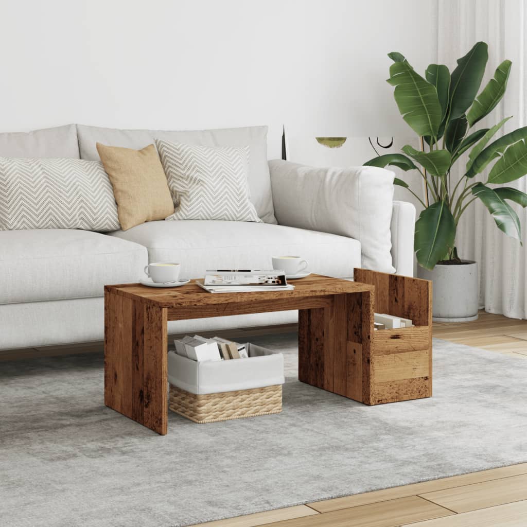 Table basse vieux bois 90x45x35 cm bois d’ingénierie - Tables basses